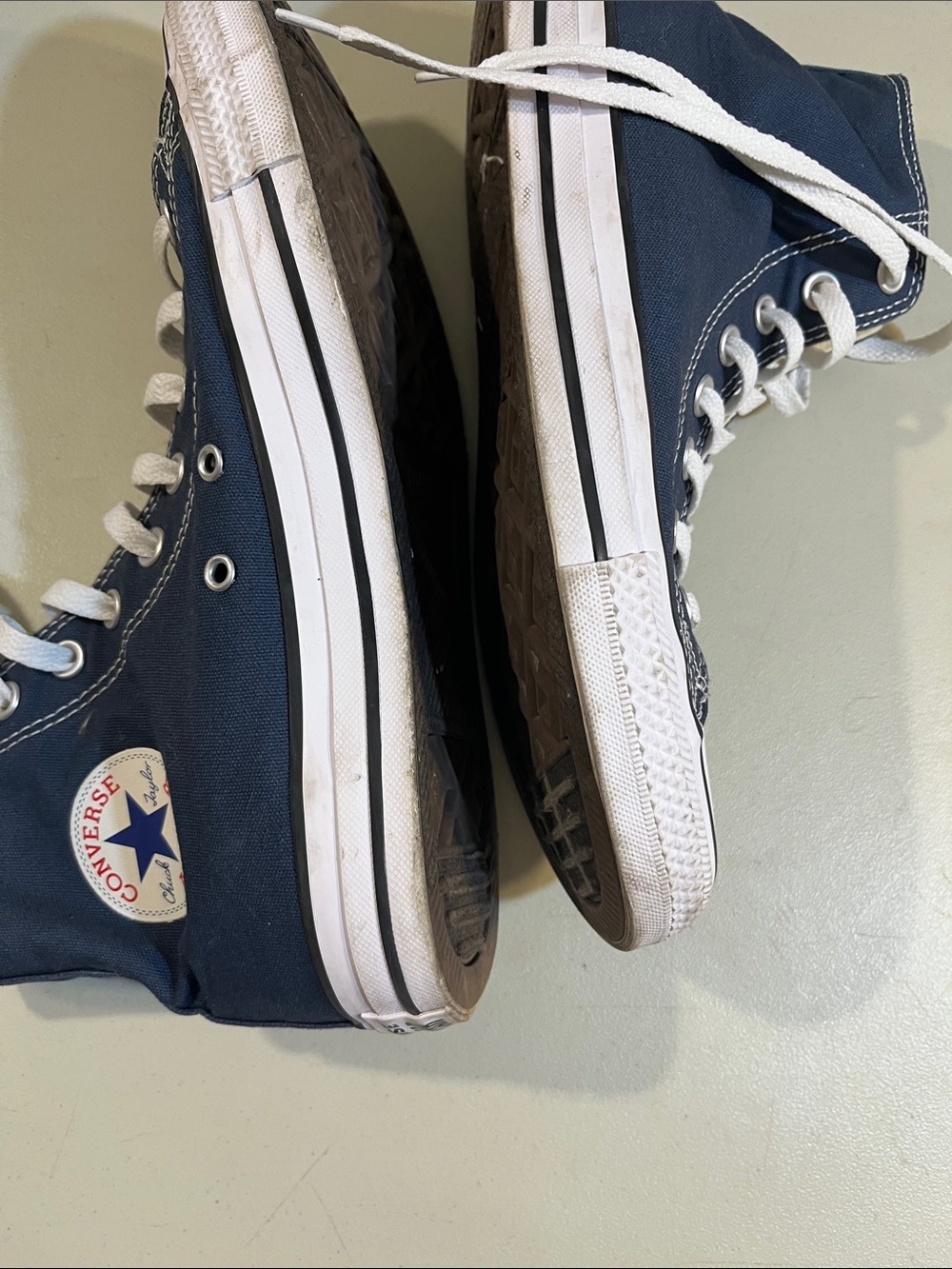 Converse High Top Sneakers in Navy and White - Picture 3 of 4